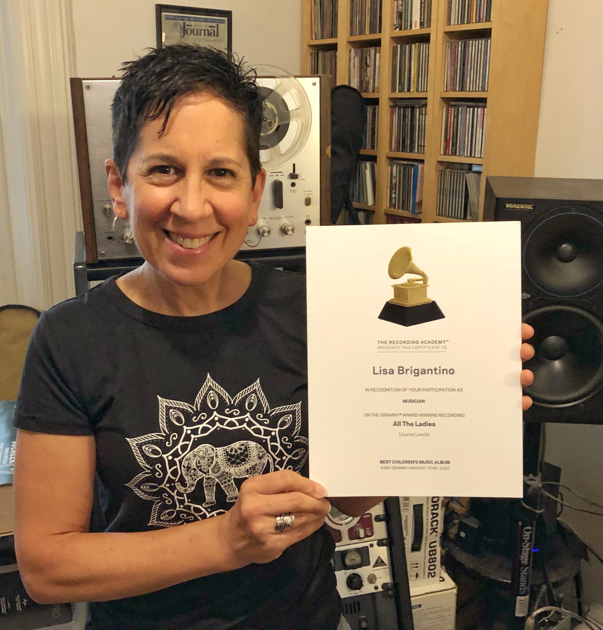 Grammy Certificate for All The Ladies Lisa Brigantino